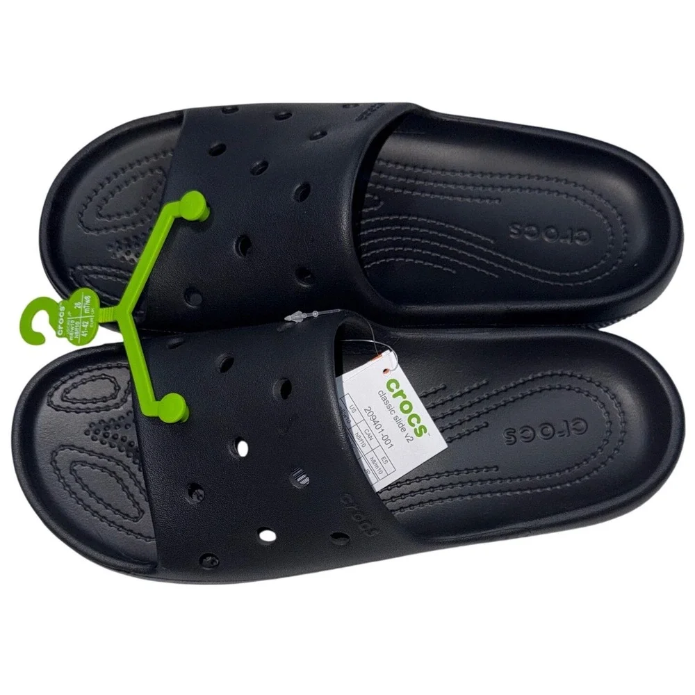 Crocs Classic Slide v2 Black Sandals Mens 8 Womens 10 209401-001